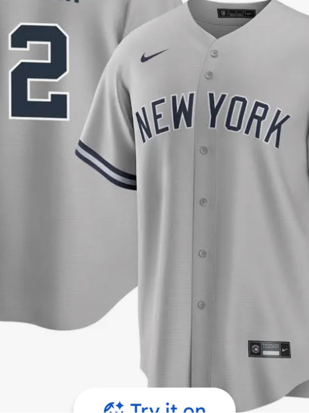 Nike MLB Grey and Navy New York Baseball Jersey